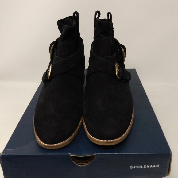 Cole Haan Jensynn Ankle Boots Black Suede Fashion Booties Block Heel Booties 6.5 - Picture 15 of 15